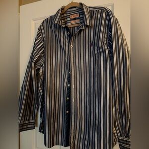 Thomas Pink Black and White Striped Men's Shirt